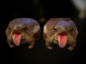 The cookie or sweets jar and the miniature of chubby frog 3D print model Modelo de Impressão 3D