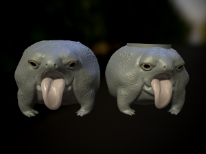 The cookie or sweets jar and the miniature of chubby frog 3D print model Modelo de Impressão 3D