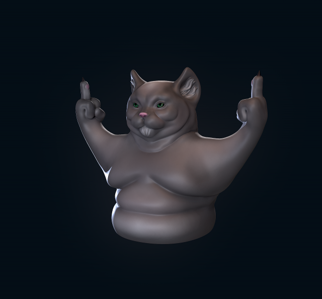 Dissatisfied cat 3D Print Model .c4d .max .obj .3ds .fbx .stl .blend 