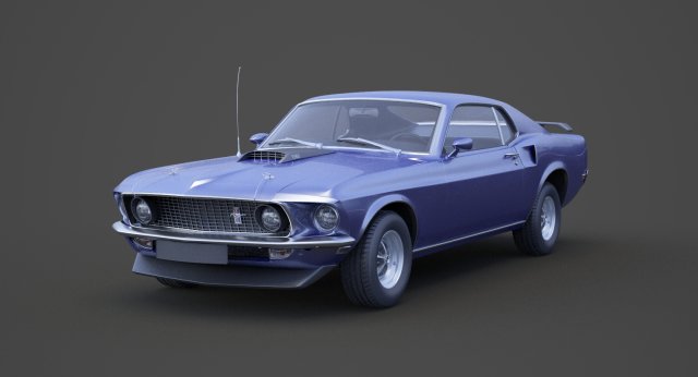 1969 ford-mustang mach 1 351 3D Model .c4d .max .obj .3ds .fbx .stl .blend 