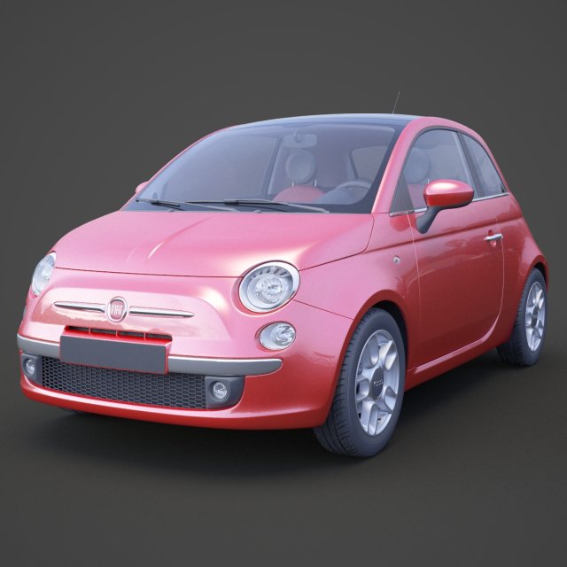 fiat 500 with hq interior Modèle 3D .c4d .max .obj .3ds .fbx .stl .blend 