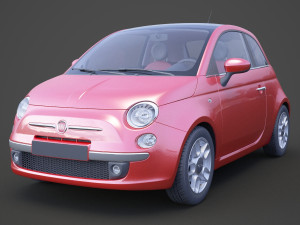 fiat 500 with hq interior 3D 模型
