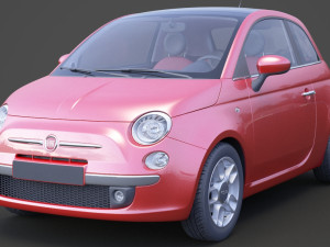 fiat 500 with hq interior Modèle 3D