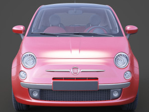 fiat 500 with hq interior Modèle 3D