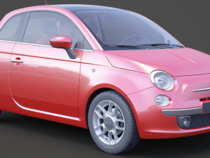 fiat 500 with hq interior Modèle 3D