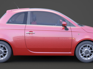 fiat 500 with hq interior Modèle 3D