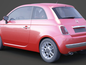 fiat 500 with hq interior Modèle 3D