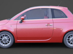 fiat 500 with hq interior Modèle 3D