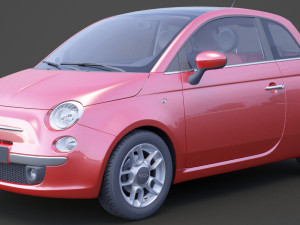 fiat 500 with hq interior Modèle 3D