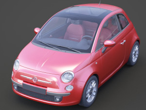 fiat 500 with hq interior Modèle 3D