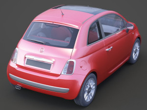 fiat 500 with hq interior Modèle 3D