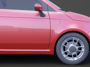 fiat 500 with hq interior Modèle 3D