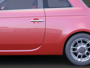 fiat 500 with hq interior Modèle 3D