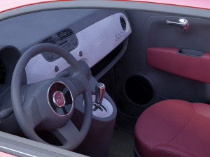 fiat 500 with hq interior Modèle 3D