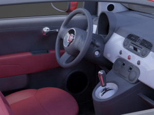 fiat 500 with hq interior Modèle 3D