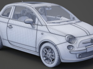 fiat 500 with hq interior Modèle 3D