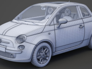 fiat 500 with hq interior Modèle 3D