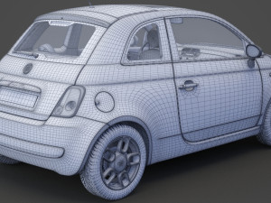 fiat 500 with hq interior Modèle 3D