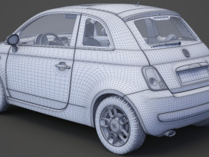 fiat 500 with hq interior Modèle 3D