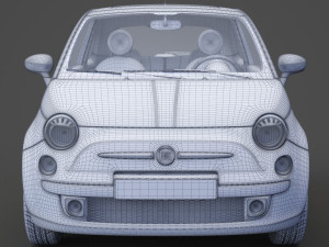 fiat 500 with hq interior Modèle 3D