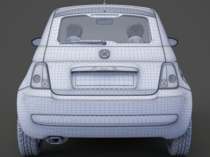 fiat 500 with hq interior Modèle 3D