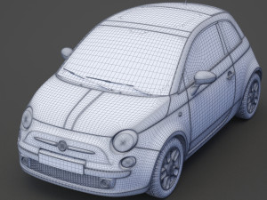 fiat 500 with hq interior Modèle 3D