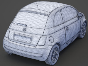 fiat 500 with hq interior Modèle 3D
