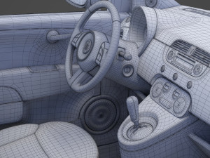 fiat 500 with hq interior Modèle 3D