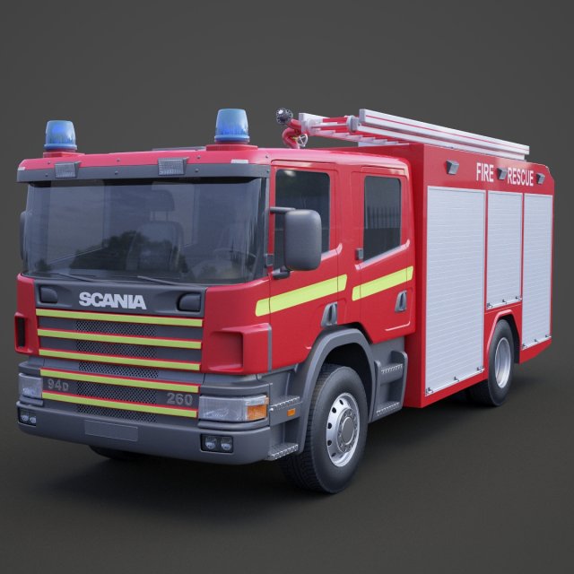 Fire Truck 01 Modelo 3D .c4d .max .obj .3ds .fbx .stl .blend 