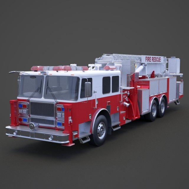 Fire Truck 02 Model 3D .c4d .max .obj .3ds .fbx .stl .blend 