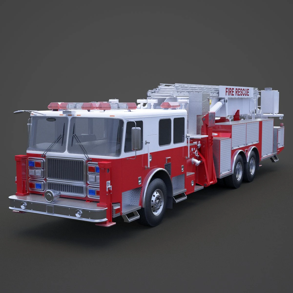 Fire Truck 02 3D Model .c4d .max .obj .3ds .fbx .stl .blend 