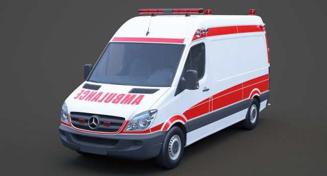 Mercedes Benz Sprinter Ambulance 3D Модель .c4d .max .obj .3ds .fbx .stl .blend