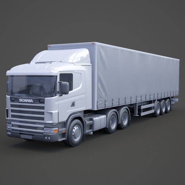 Scania Container Truck 01 3D Model .c4d .max .obj .3ds .fbx .stl .blend 