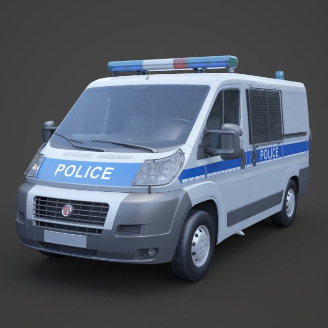 Police Van 01 3D Model .c4d .max .obj .3ds .fbx .stl .blend 