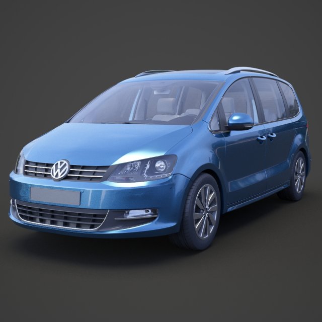 Volkswagen Sharan 2016 Modello 3D .c4d .max .obj .3ds .fbx .stl .blend 