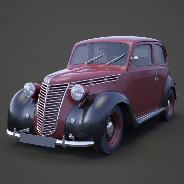 1949 Fiat 1100 B Berlina 3D Model .c4d .max .obj .3ds .fbx .stl .blend 