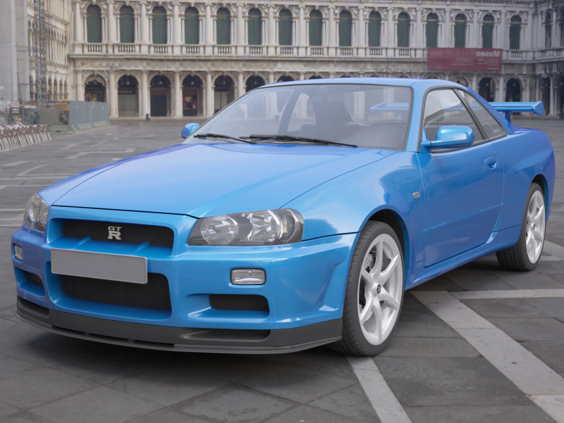 Nissan Skyline GT-R 1999 3D Model .c4d .max .obj .3ds .fbx .stl .blend