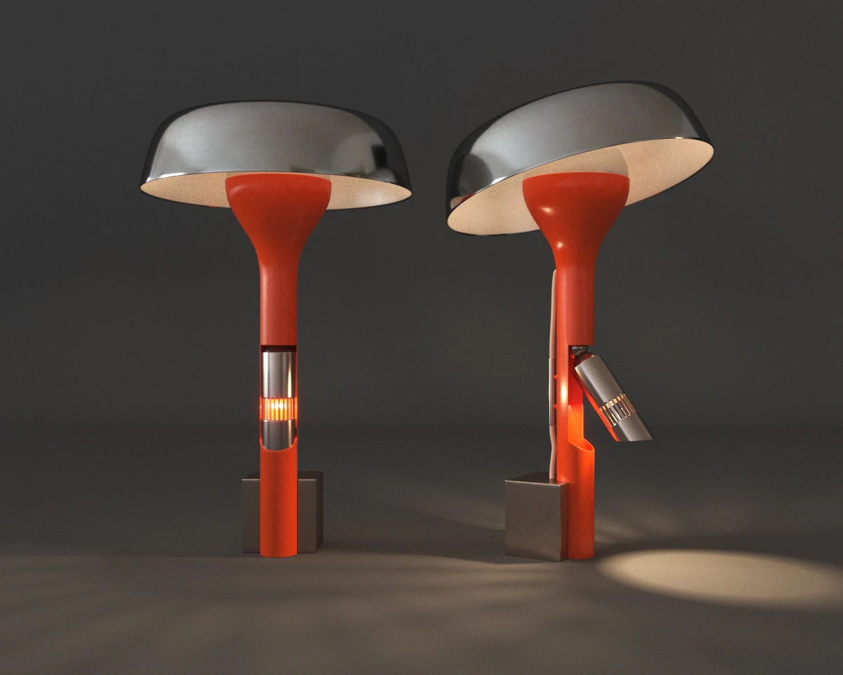 Morentz - Raro Angelo Lelii para candeeiro de mesa Arredoluce com focos duplos Modelo 3D .c4d .max .obj .3ds .fbx .stl .blend 