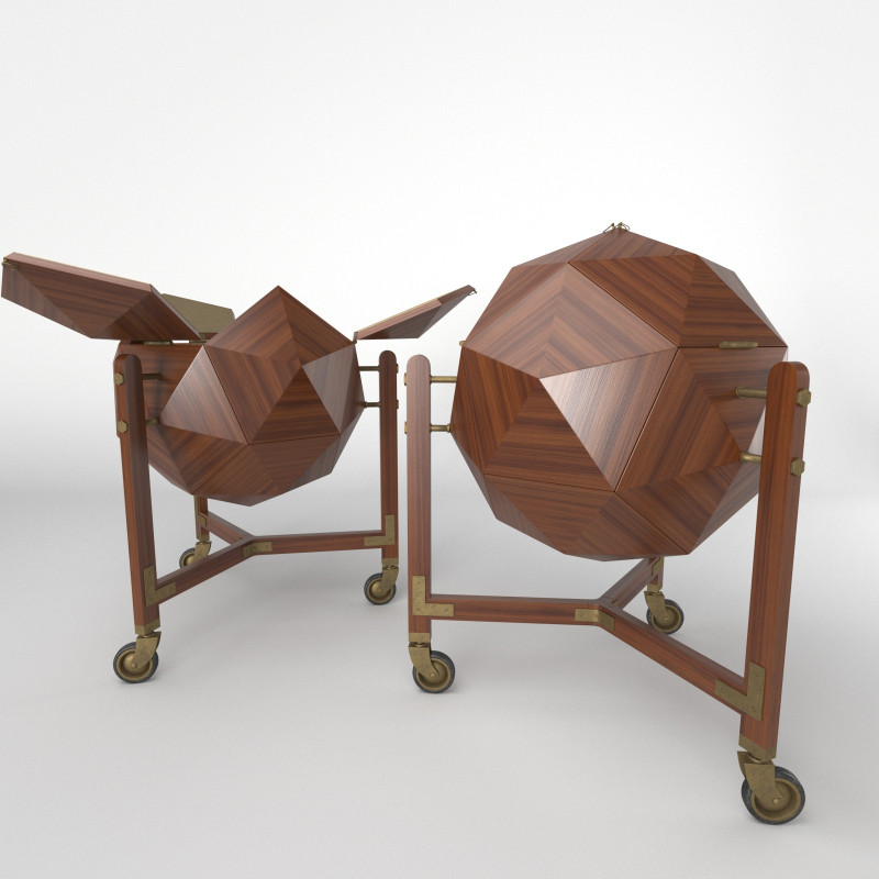 Vuillermoz Polyhedron bar cabinet France 1960 3D Model .c4d .max .obj .3ds .fbx .stl .blend 