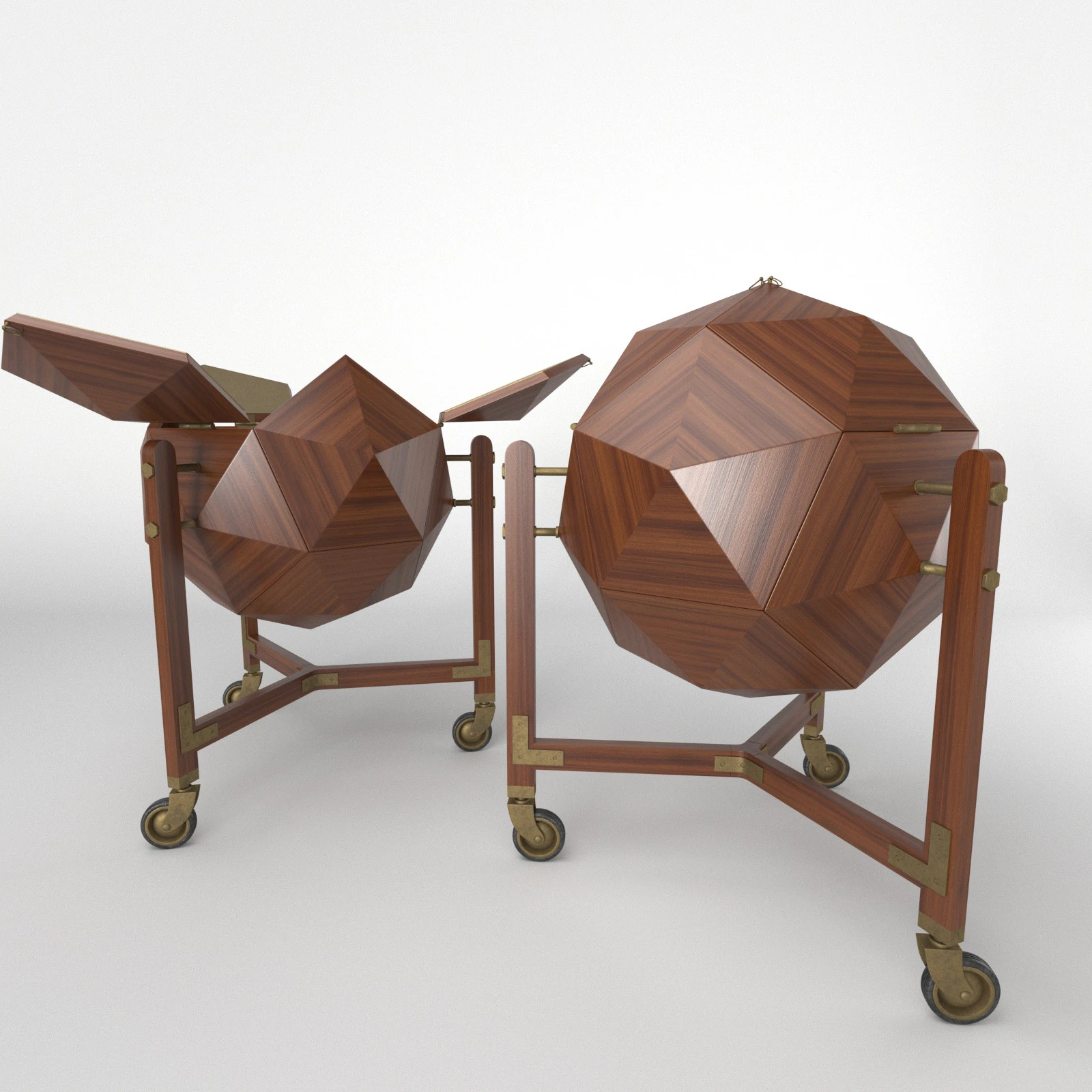 Vuillermoz Polyhedron bar cabinet France 1960 3D Model .c4d .max .obj .3ds .fbx .stl .blend 