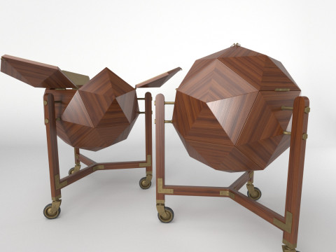 Vuillermoz Polyhedron bar cabinet France 1960 3D Model