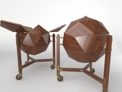 Vuillermoz Meuble bar polyèdre France 1960 Modèle 3D