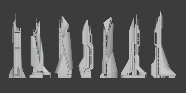 city scifi future 3D 模型 .c4d .max .obj .3ds .fbx .stl .blend 