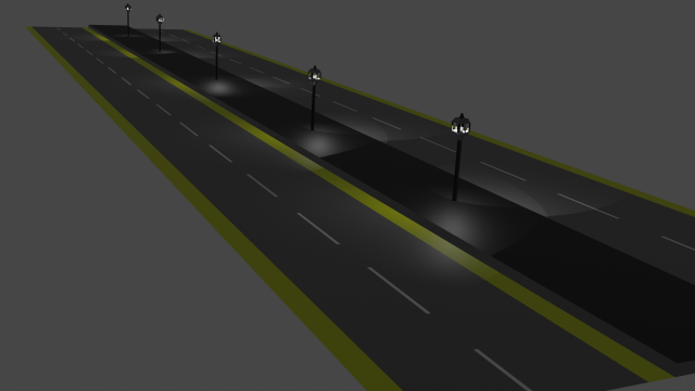Street with StreetLights Modelo 3D .c4d .max .obj .3ds .fbx .stl .blend 