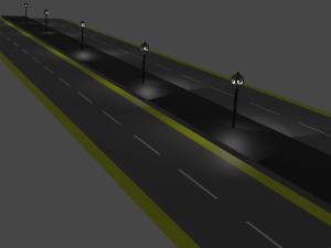 Street with StreetLights 3D Модель