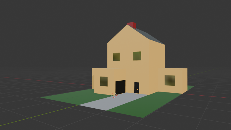Simple 2 story house with backyard and driveway 3D 模型 .c4d .max .obj .3ds .fbx .stl .blend