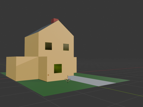 Simple 2 story house with backyard and driveway 3D 模型
