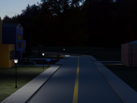 Three House Street Model 3D