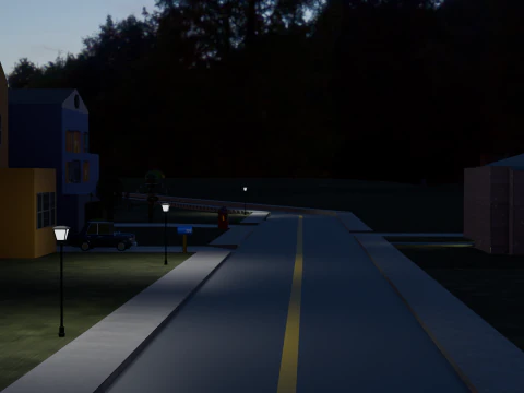 Three House Street 3D Model