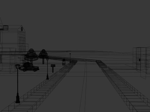 Three House Street 3D Model